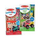 【中古】【未使用・未開封品】Melissa & Doug 作者!自分だけの木製車両をペイントして飾りましょう 子供向けクラフトキット 2パック ? モンスタートラック、電車