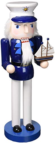 【中古】【未使用・未開封品】Santa's Workshop 船長 くるみ割り人形 高さ14インチ ブルー/ホワイト
