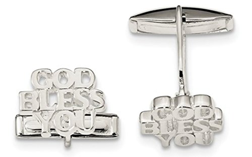 【中古】【未使用・未開封品】スターリングシルバーGod Bless You Toggle Back Cuff Links、11.3?mmx14.9?mm