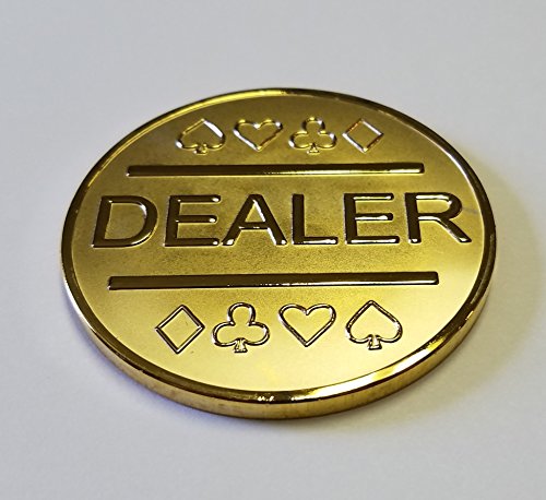 【中古】【未使用・未開封品】テキサス・ホールデムなどのポーカーゲーム用の金メッキメタルディーラーボタン。