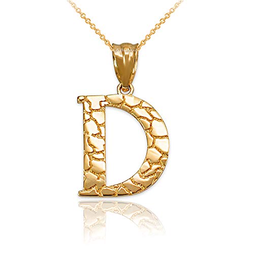 Rhodolite - 【中古】【未使用・未開封品】LA BLINGZ 14K イエローゴールド ナゲット イニシャル 文字 D ネックレス ゴールド
