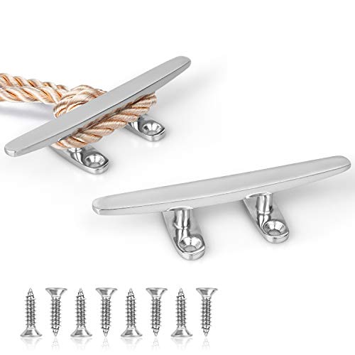 【中古】【未使用・未開封品】GANGUOLA ボートクリート 小型ドッククリート 4インチ オープンベース 高耐久 316ステンレススチール カーテンタイ フック 取り付けネジ付き (2