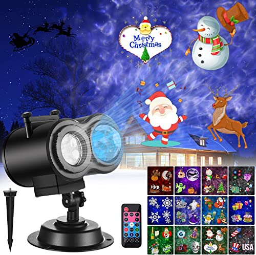 【中古】【未使用 未開封品】Christmas Projector Lights with Ocean Wave Outdoor Holiday Decorations,Halloween Led Projector Lights 2-in-1 Moving Patterns and Flowin