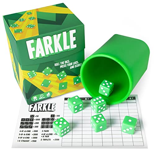 楽天AJIMURA-SHOP【中古】【未使用・未開封品】Farkle: The Classic Family Dice Game Set Includes Dice Cup, Set of 6 Green Dice, 25 Scorecards, and Storage Box