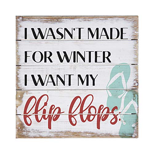 【中古】【未使用・未開封品】Sincere Surroundings Perfect Pallet Petites 8インチ x 8インチ 木製看板 冬には作られていません、I Want My Flip Flops