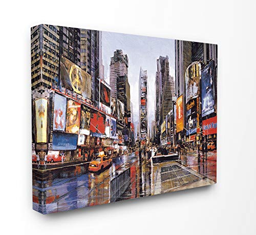 【中古】【未使用・未開封品】Stupell Industries Stupell Home D?cor Collection Times Square Crowds on a Rainy Day 絵画 キャンバス 16 x 1.5 x 20インチ 米国製 16x20 c