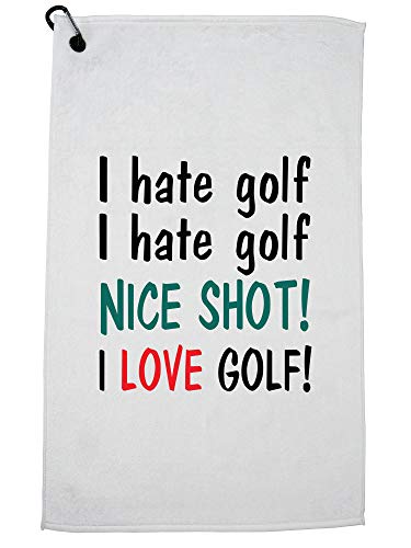 【中古】【未使用・未開封品】Hollywood Thread I Hate Golf Nice Shot I Love Golf! - カラビナクリップ付き面白いゴルフゴルフ用タオル