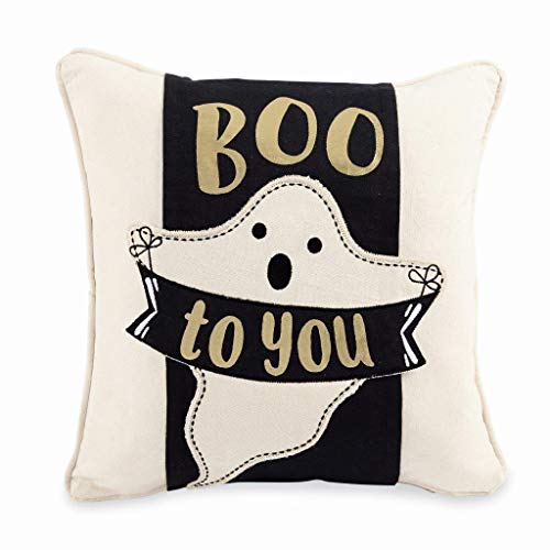 【中古】【未使用・未開封品】Mud Pie Home Boo to You ハロウィーンゴースト枕ラップと15インチキャンバス枕セット