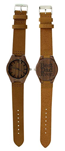 【中古】【未使用・未開封品】ThisWear お父さんへの誕生日プレゼント Best Dad Everギフト 刻印入りギフトセット お父さんへの刻印 木製腕時計ギフトセット, ナチュラルウッ