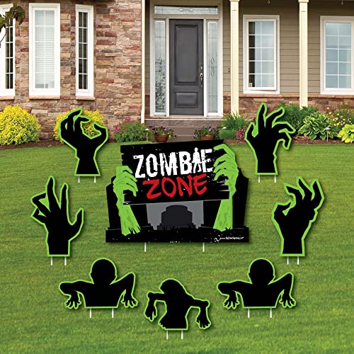 【中古】【未使用・未開封品】Big Dot of Happiness Zombie Zone - ヤードサインと屋外芝の装飾 - ハロウィーンや誕生日ゾンビは這いパーティヤードサイン - 8個セット