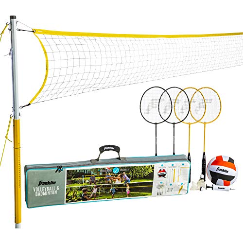 【中古】【未使用・未開封品】Franklin Sports バレーボール&バドミントンコンボセット - ポータブル裏庭バレーボール&バドミントンネットセット - バレーボール、ラケット&バ