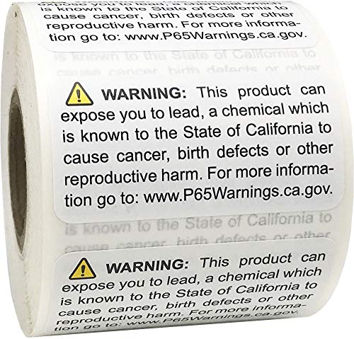 California Proposition 65 リード警告ラベル 1 x 2インチ 500枚の粘着ステッカー
