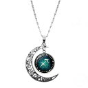 【中古】【未使用・未開封品】星座 ネックレス ペンダント 中空 三日月 宝石 夜光 光る ロング セーター チェーン ネックレス ジュエリー ファッション, ガラス 金属