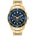 【中古】【未使用・未開封品】Bulova メンズゴールドトーンクロノグラフウォッチ ブルーダイヤル