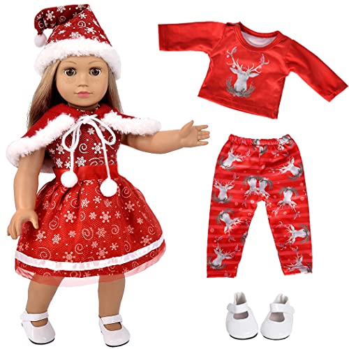 【中古】【未使用・未開封品】(New Christmas Clothes+shoes) - ebuddy 5pc Christmas Doll Clothes Sets Doll Shoes 46cm Dolls Includes American Girl, Journey Girl Dolls