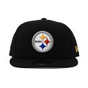 【中古】【未使用・未開封品】New Era ピッツバーグ・スティーラーズ 帽子 NFL ブラック チームカラー ロゴ 9FIFTY スナップバック 調節可能なキャップ 大人用 ワンサイズ