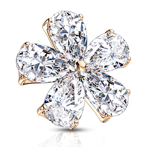 【中古】【未使用・未開封品】FIFTH CUE 14G 5匹の梨 CZ フラワー 316L サージカルスチール 内ねじ 皮..