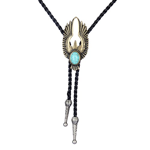 【中古】【未使用・未開封品】COOLLA ボロタイ カウボーイネクタイ レザーチョーカーネックレス ヴィンテージターコイズペンダント レディース メンズ ブロンズ