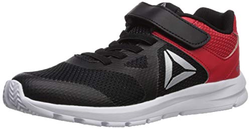 Reebok Boys' Rush Runner Alternate Closure Running Shoe, Black/Red/Silver, 1 M US Infant