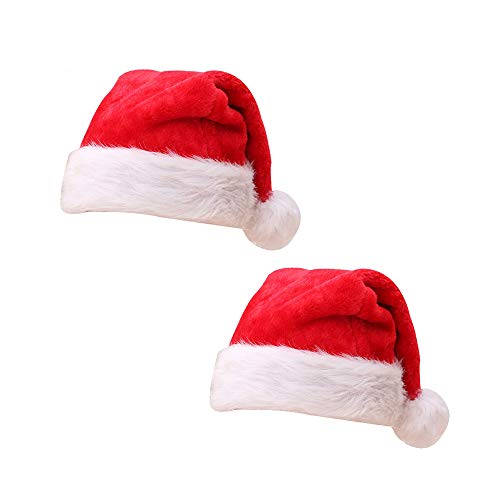 【中古】【未使用・未開封品】TangTanger クリスマスハット クリスマスデコレーション ホームパーティー サンタハット ベルベット 赤と白の帽子 2個セット (赤)