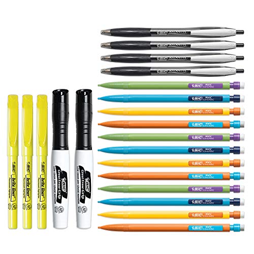 BIC Student Kit, Assorted High School Writing Essentials, 21-Count - Includes Ball Pens, Mechanical Pencils, Highlighters, Dry Erase Ma