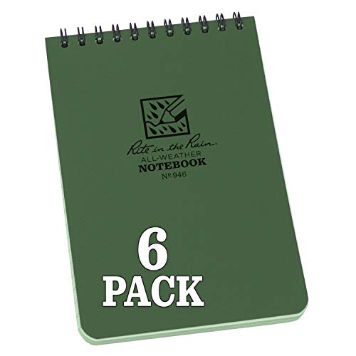 【中古】【未使用・未開封品】Rite in the Rain 防水トップスパイラルノート 6 Pack グリーン