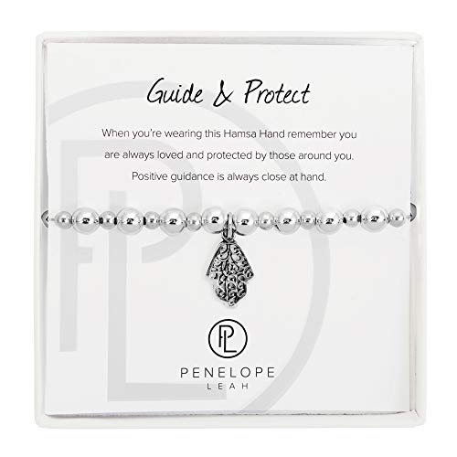 【中古】【未使用・未開封品】Penelope Leah シルバーメッキガイド&保護ストレッチビーズ ハムサハンド..