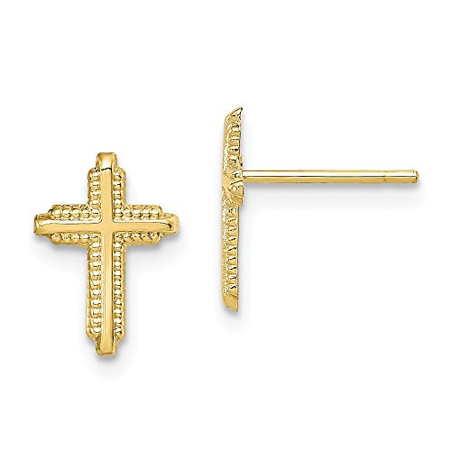 【中古】【未使用・未開封品】Jewels By Lux 10Kイエローゴールド ポリッシュクロスポストピアス