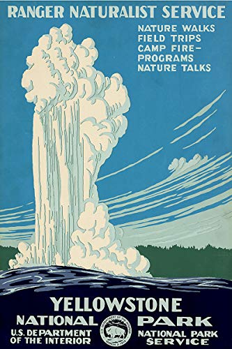 【中古】【未使用・未開封品】- イエローストーン国立公園、レンジャー ナチュラリスト サービス WPA ヴィンテージトラベルポスター 24x36 VINT-A00035-24x36