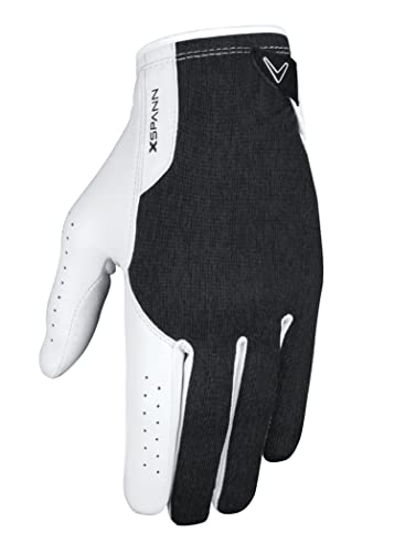【中古】【未使用・未開封品】Callaway Golf メンズ X-Spann コンプレッションフィット プレミアムカブレッタレザーゴルフグローブ 左手用 XL ホワイト/ブラック その1