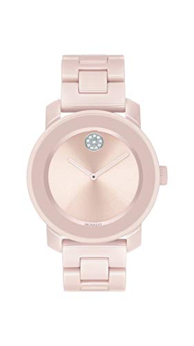 【中古】【未使用・未開封品】Movado レディース ボールド セラミックウォッチ クリスタルセット ドット付き ピンク/シルバー (モデル:3600536)