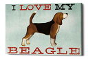 【中古】【未使用・未開封品】Epic Graffiti 「Beagle Canoe - I Love My Beagle II」 by Ryan Fowler, Giclee Canvas Wall Art 18" x 26" ブルー EPIC-CA18262800