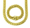 【中古】【未使用・未開封品】Bling Bling NYソリッド14Kイエローゴールド仕上げステンレススチール16mm厚マイアミキューバリンクチェーンボックスクラスプロック