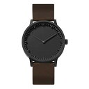 【中古】【未使用・未開封品】LEFF amsterdam T40 クォーツ腕時計 ステンレススチール 40mm ブラックケース 40mm ブラウンレザー