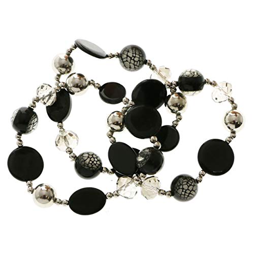 楽天AJIMURA-SHOP【中古】【未使用・未開封品】Erica Lyons ストレッチブレスレットセット シルバートーン/ブラック