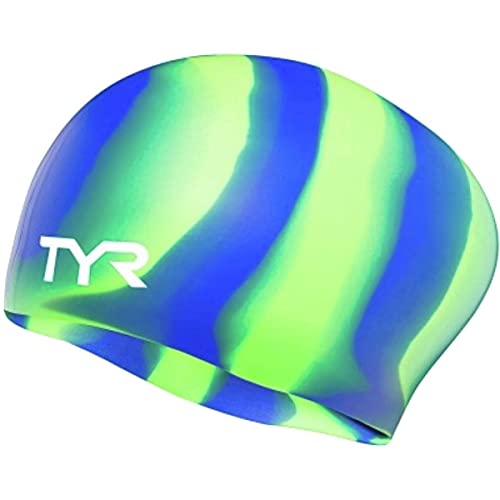 【中古】【未使用・未開封品】TYR マルチカラー ロングヘア シリコン スイムキャップ グリーン