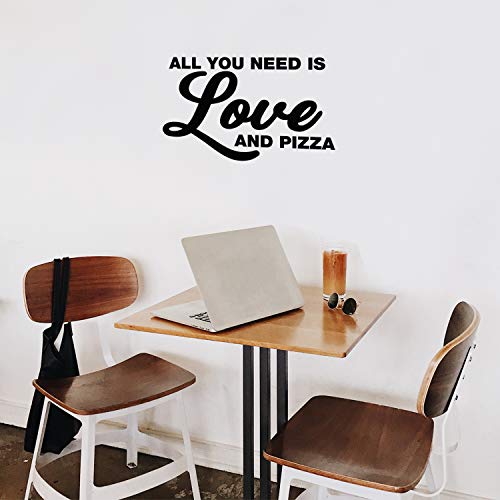 【中古】【未使用・未開封品】ビニール製ウォールアートデカール - All You Need is Love and Pizza - 35.56cm x 58.42cm - 面白くインスピレーションを与えるピザ愛好家 寝室