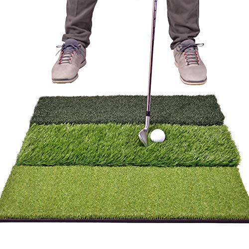 【中古】【未使用・未開封品】GoSports Tri-Turf XL ゴルフ練習用ヒッティングマット - 24インチ x 24インチ 最適な練習用