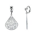 【中古】【未使用・未開封品】1928 Jewelry レディース シルバートーン フィリグリー 洋ナシ型 クリップイヤリング シルバー ワンサイズ, One Size, 金属, 宝石なし。