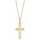 【中古】【未使用・未開封品】Kooljewelry 14Kイエローゴールド ダイヤモンドカット クロスペンダントネックレス (18インチ)