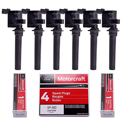 【中古】【未使用・未開封品】Motorcraft スパークプラグ6個セット SP493 AGSF32PM プラチナ&MASイグニッションコイルパック Ford Escape Taurus Mazda Tribute Mercury Marin
