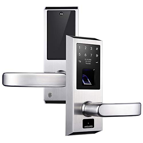 AIGURD Smart Lock Fingerprint Biometric Door Lock Keyless Touchscreen Keypad Electronic Deadbolt Front Handle Door Lock(F18 Right Handl