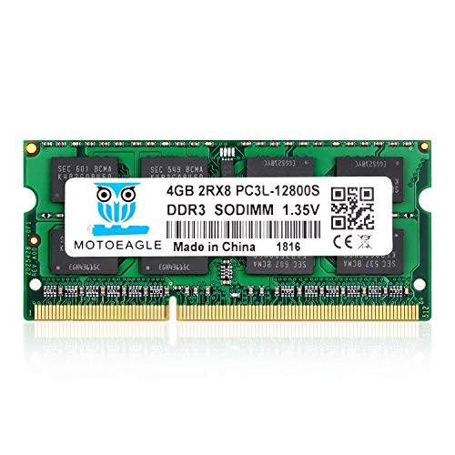 4GB DDR3L-1600 SODIMM PC3L-12800S Motoeagle 204-pin 2Rx8 PC3 12800S Dual Rank 1.35V Laptop Memory