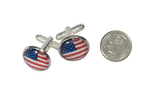 【中古】【未使用・未開封品】ViciBeads カフリンクバッグ ユニセックス 愛国心 星条旗 銀メッキ