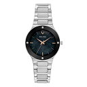 【中古】【未使用・未開封品】Bulova レディースモダンダイヤモンドクォーツステンレススチールブレスレットウォッチ, シルバートーン/ブラックダイヤル。, O...