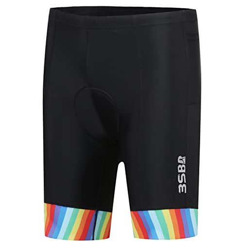 yÁzygpEJiz(Large, Black Enhanced) - 3SB Triathlon Shorts, Men's Tri Shorts, Padded Cycling Shorts Reflective Logo with Pockets, Bicycle Riding Pa