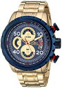 楽天AJIMURA-SHOP【中古】【未使用・未開封品】Invicta Men's Aviator Gold-Tone Steel Bracelet & Case Quartz Blue Dial Analog Watch 28148