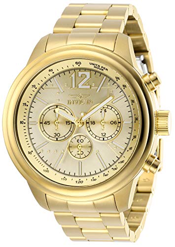 楽天AJIMURA-SHOP【中古】【未使用・未開封品】Invicta Men's Aviator Gold-Tone Steel Bracelet & Case Quartz Analog Watch 28898