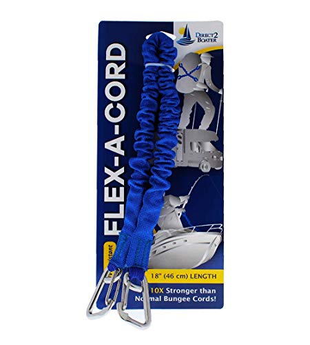 【中古】【未使用・未開封品】Direct 2 Boater's Flex-A-Cord - 長さ18インチ - ブルーナイロン ステンレススチールクリップ付き - バンジーコードより10倍の強度 - タクティ