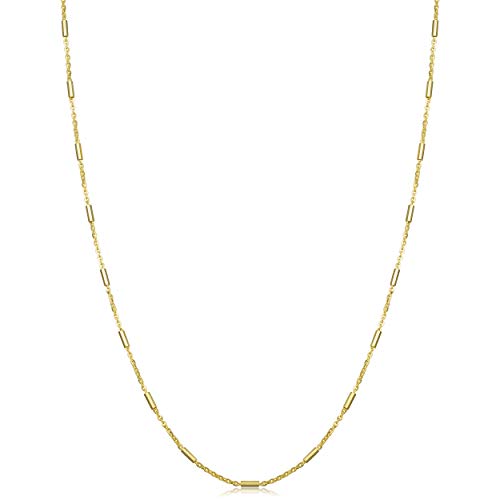 White - 【中古】【未使用・未開封品】14K イエローゴールド 1.2mm チューブバー ステーションネックレス